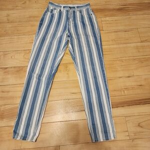 American Eagle size 25 (00) blue and white striped mom jeans